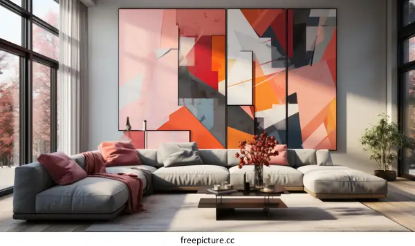 Abstract painting in living room