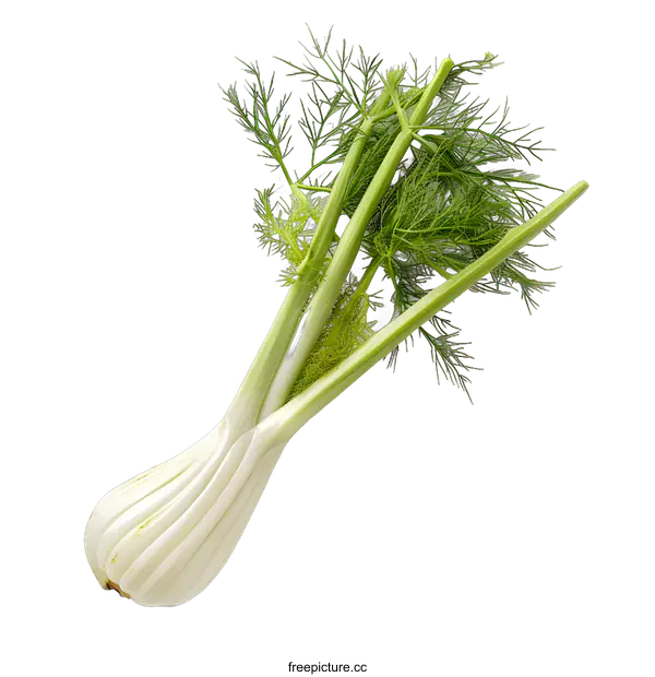 [Transparent Background PNG]Fresh Green Fennel Vegetable Isolated on White Background