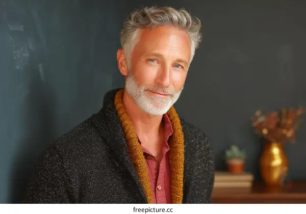 Portrait of a Senior Caucasian Man in Fashionable Clothing