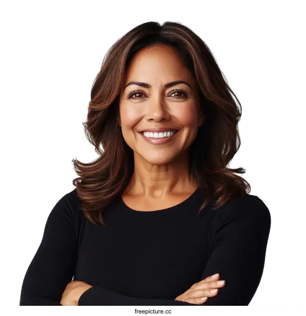 [Transparent Background PNG]Smiling Woman Portrait with Confident Expression