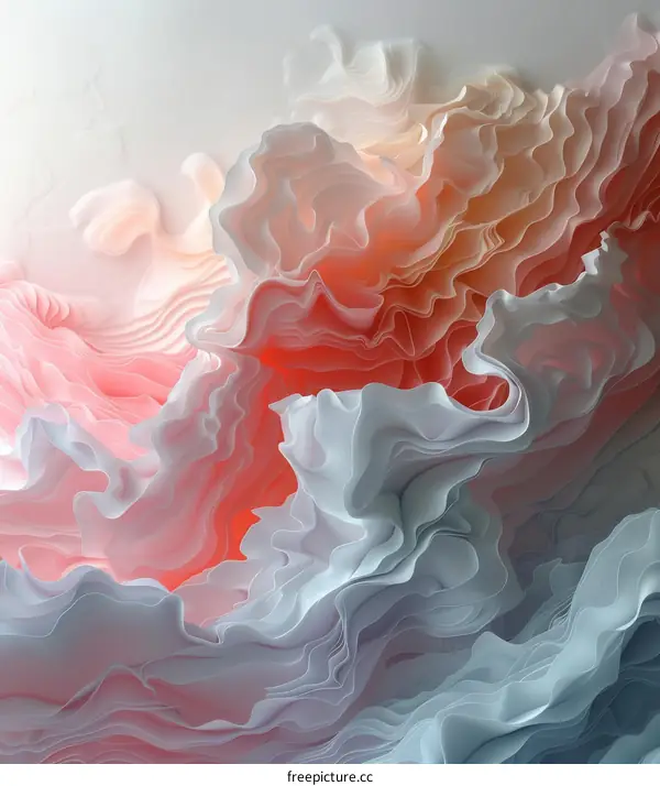 Abstract Colorful 3D Wavy Surface with Smooth Folds