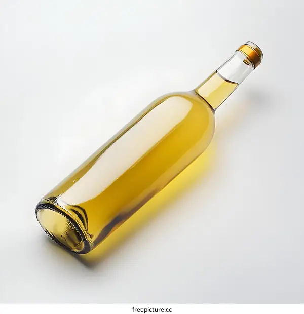 Glass Wine Bottle on White Background