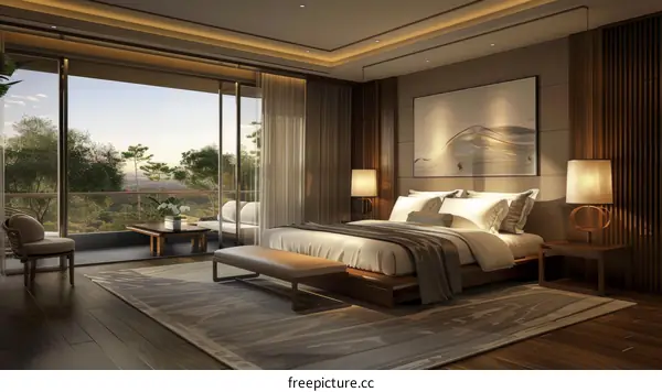 Luxury Modern Bedroom Interior Design Illustration