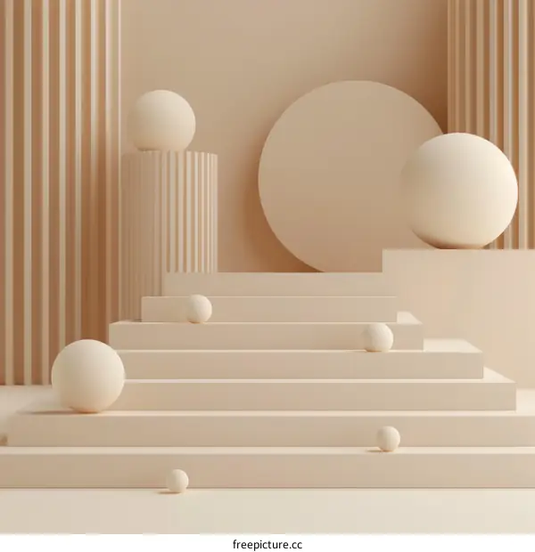 3D rendering of a podium with balls