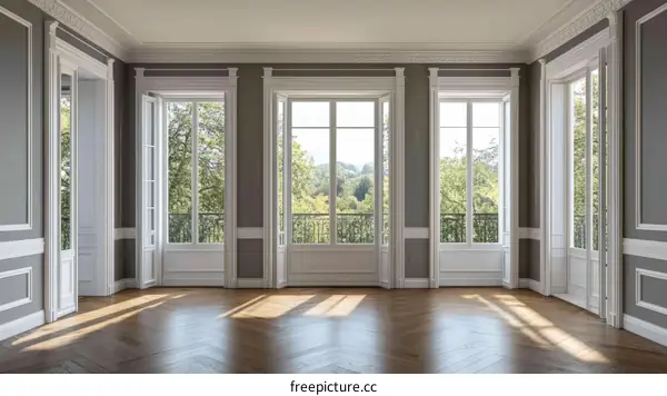 Elegant Empty Room with Large Windows