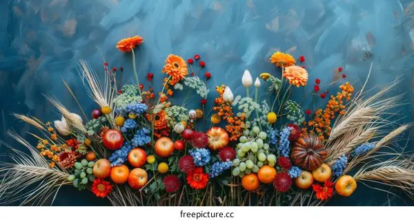 Autumn Harvest Bouquet with Fruits