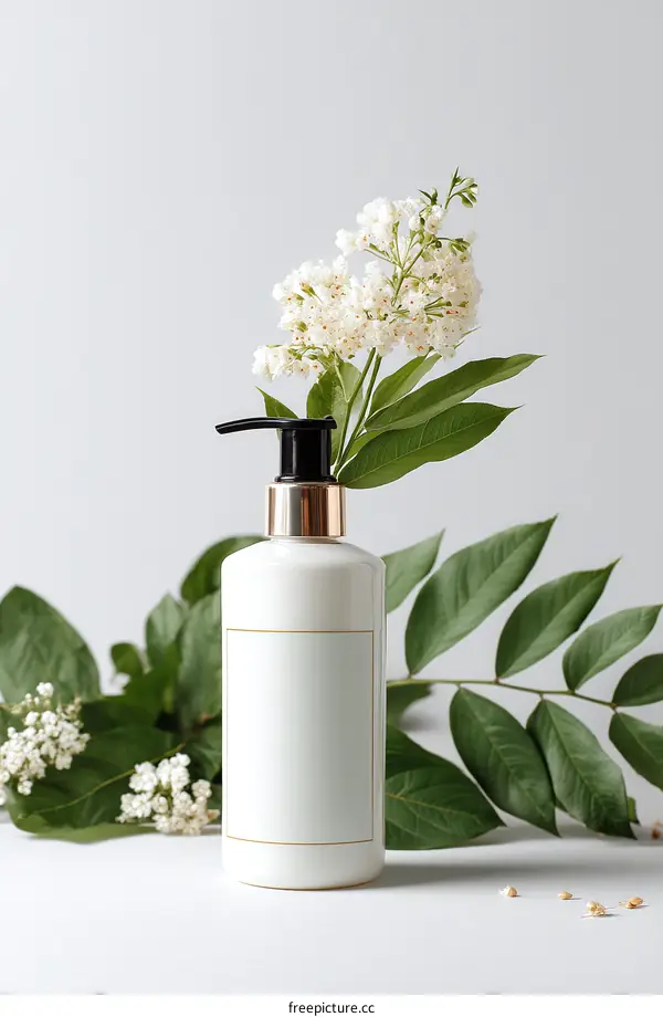 Elegant Cosmetic Bottle with Floral Accents
