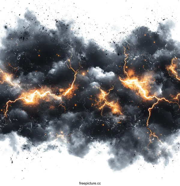 [Transparent Background PNG]Abstract Stormy Lightning Clouds Background