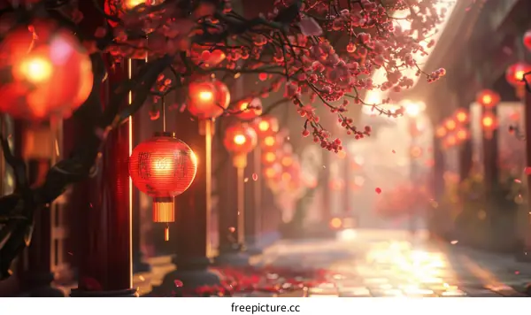 Vivid Street Ambiance during the Chinese New Year Festivities in Asia