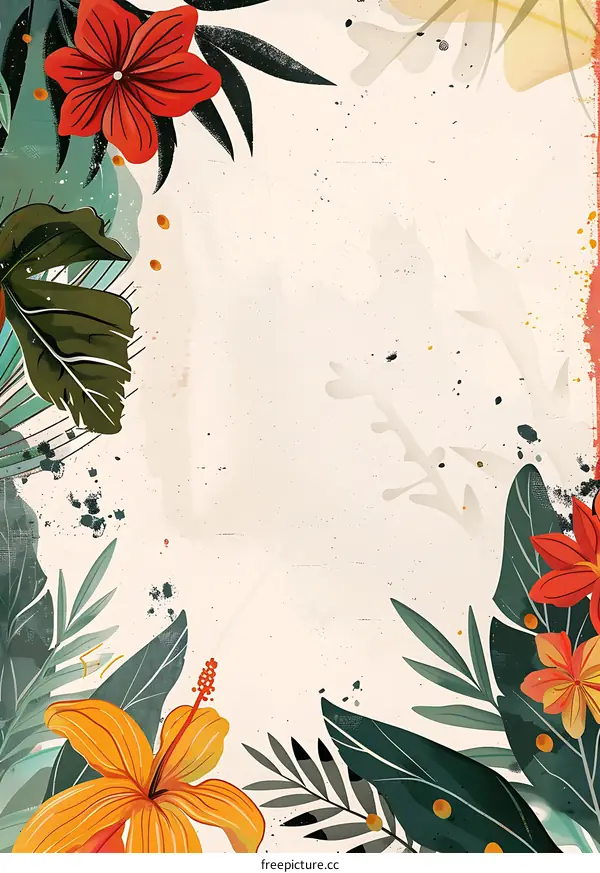 Tropical Floral Background with Abstract Textures