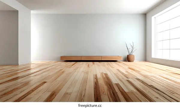 Modern Empty Room Interior Design with Wooden Floor
