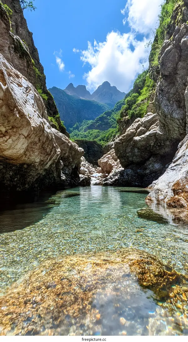 Mountain Gorge With Clear Water Pool