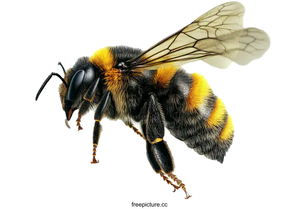 [Transparent Background PNG]Close Up of a Honeybee in Flight
