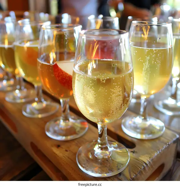 Tasting Flight of Apple Cider in Glasses