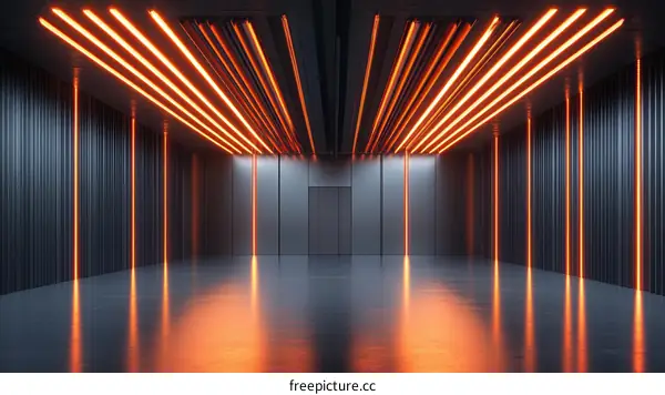 Futuristic Empty Industrial Space Interior