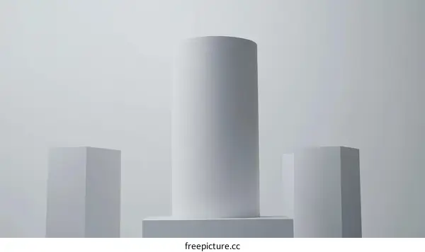 Abstract White Geometric Shapes Display