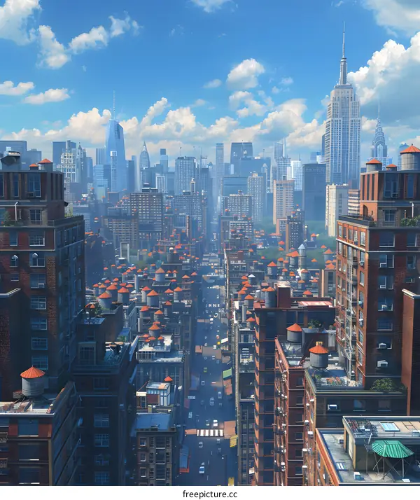 Urban Density: Cityscape with High-Rise Buildings