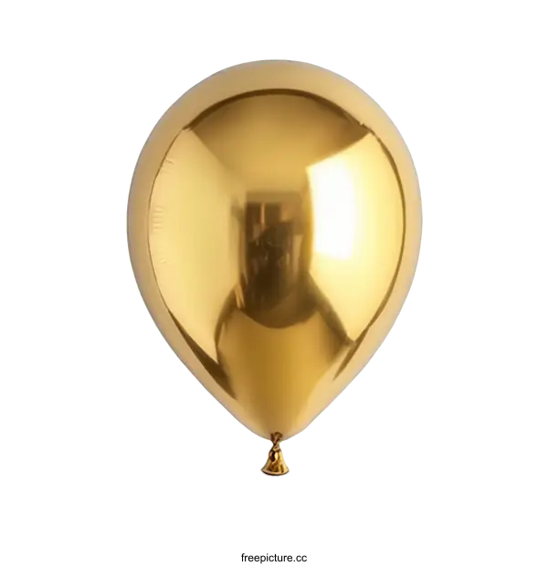 [Transparent Background PNG]Glossy Golden Balloon Isolated on White Background
