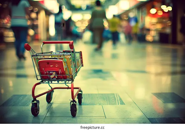 Small Shopping Cart in a Busy Mall