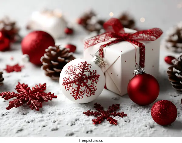 Christmas Decorations Festive White Gift Box