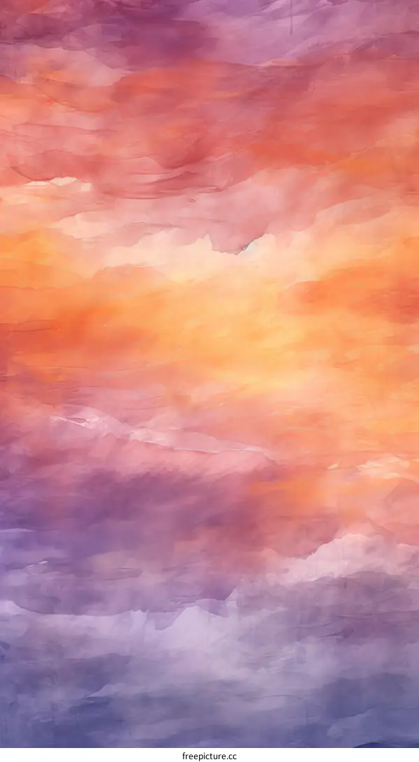 Colorful watercolor painting of a sunset over the ocean