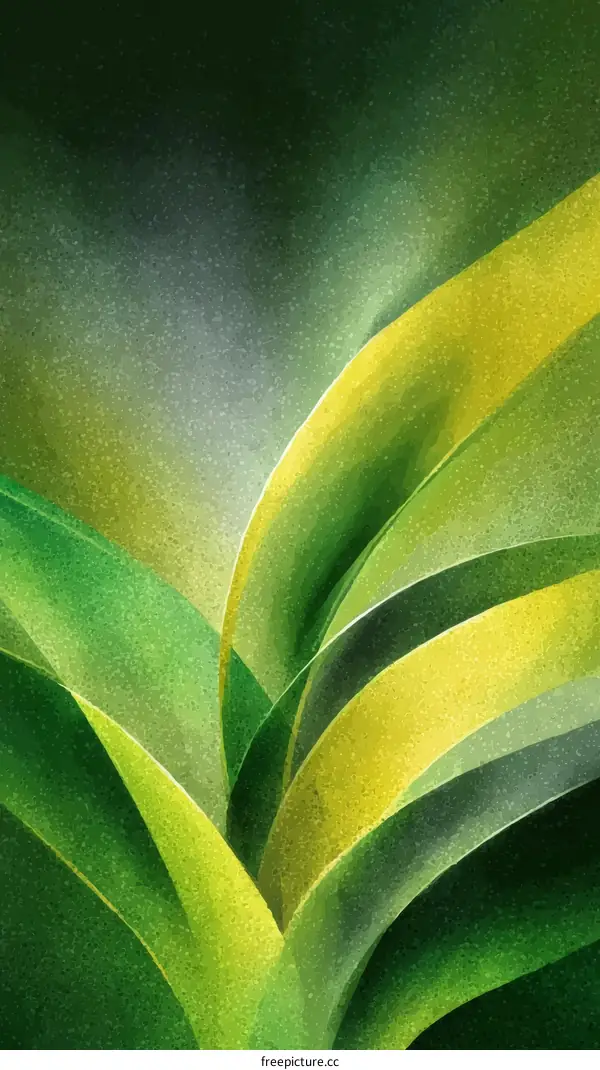 Abstract Green and Yellow Leaf Pattern Illustration