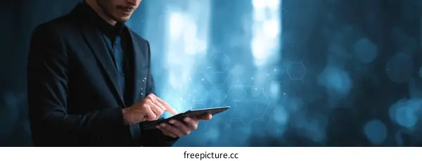 Businessman Using Tablet in Modern Setting