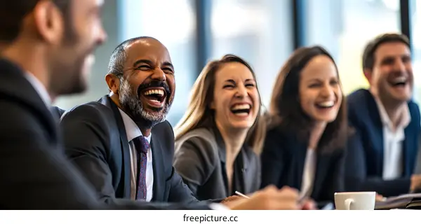 Group Of Diverse Business People Laughing Together In Meeting