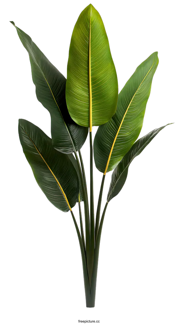 [Transparent Background PNG]Green Tropical Plant With Large Leaves Isolated On White Background