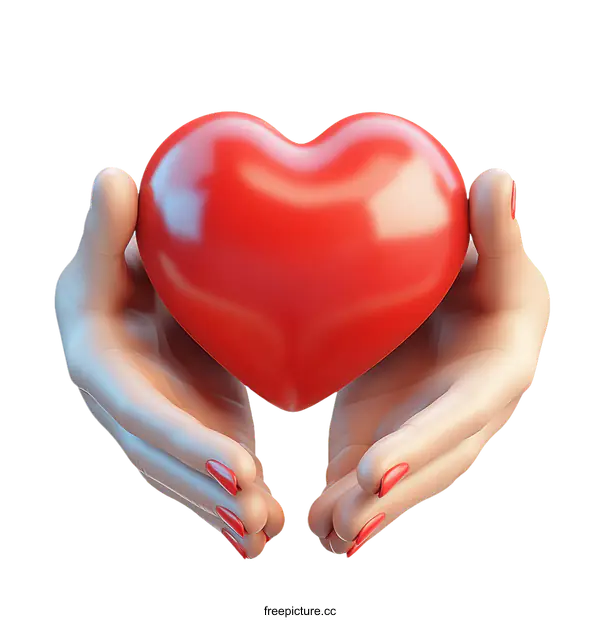 [Transparent Background PNG]Caring Hands Holding a Heart Illustration