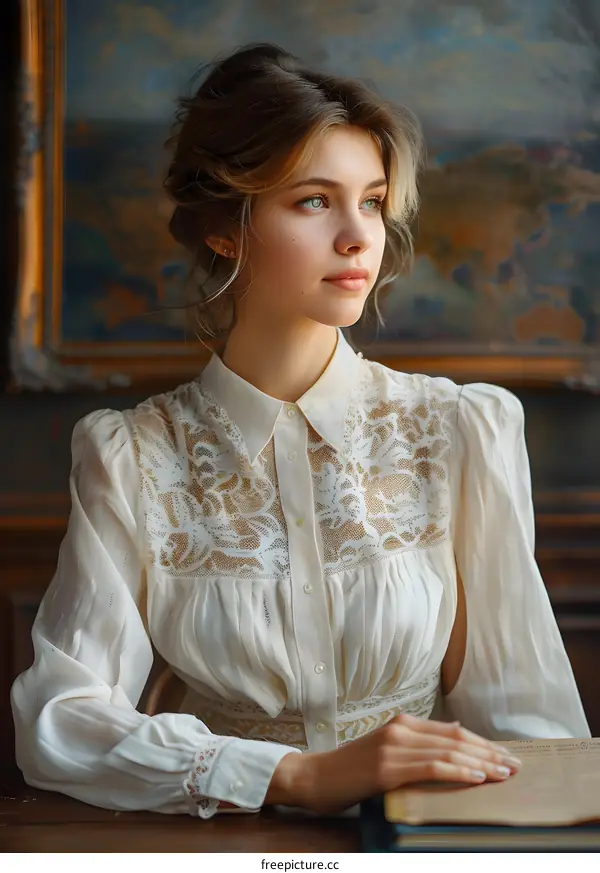 portrait of a beautiful young woman in a white dress