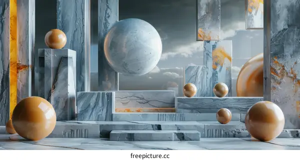 Abstract Geometric Marble Composition