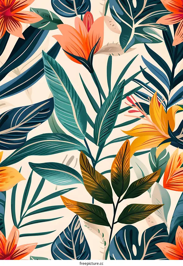 Tropical Floral Pattern Seamless Summer Background