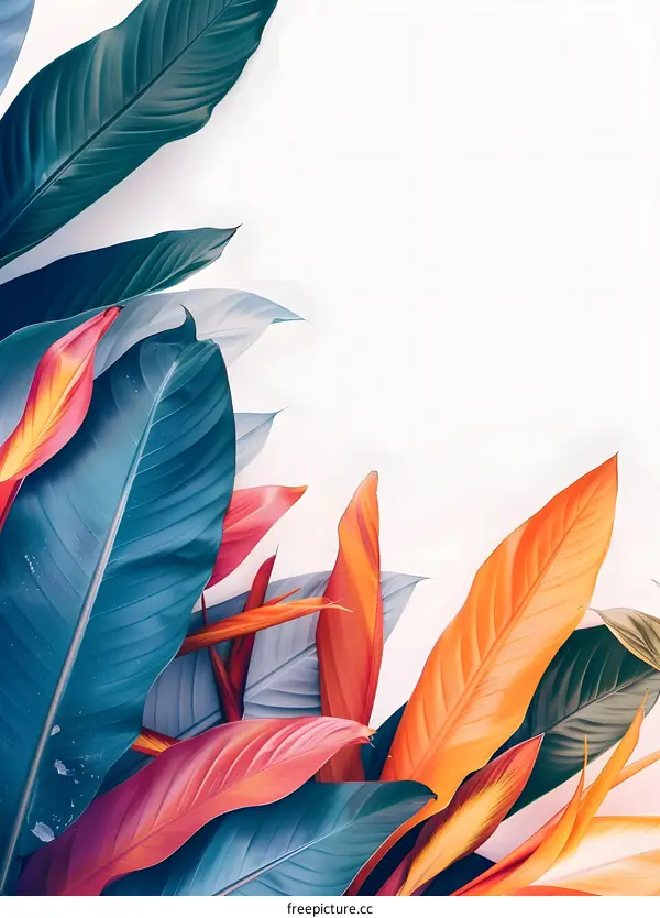 Tropical Leaves on White Background