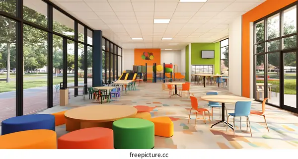 Modern Interior Design of a Playroom with Colorful Furniture and Windows