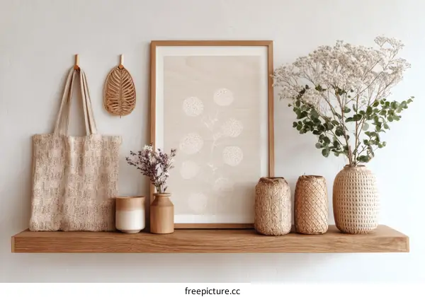 Bohemian Home Decor Shelf Display with Floral Print
