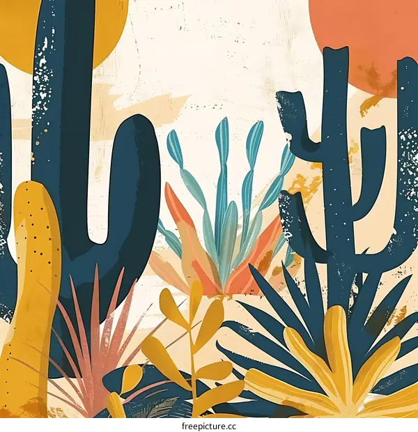 Abstract Cactus Desert Art Print