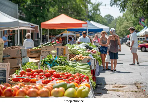 Fresh and organic vegetables and fruits at a local farmer's market