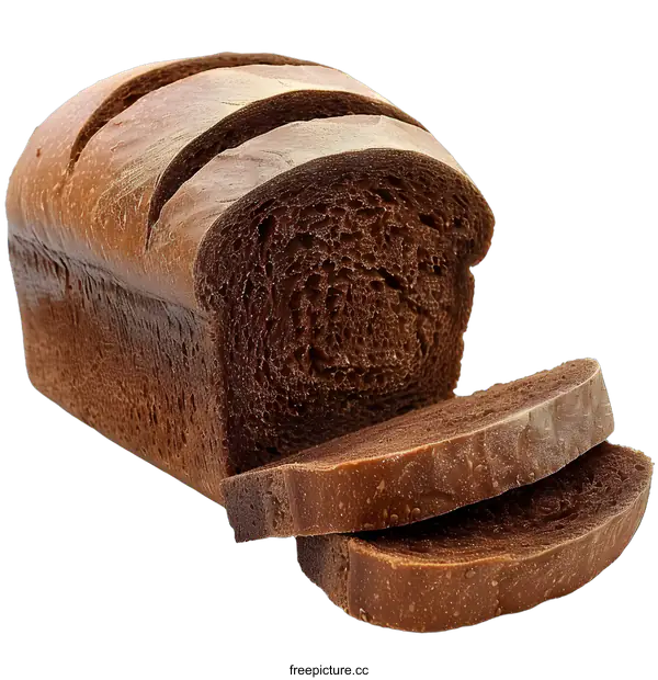 [Transparent Background PNG]Chocolate Loaf of Bread Sliced on White Background