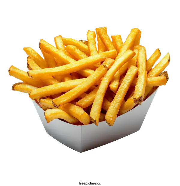 [Transparent Background PNG]Crispy French Fries in a Paper Tray