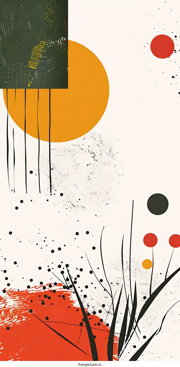 Abstract Painting with Geometric Shapes and Dots
