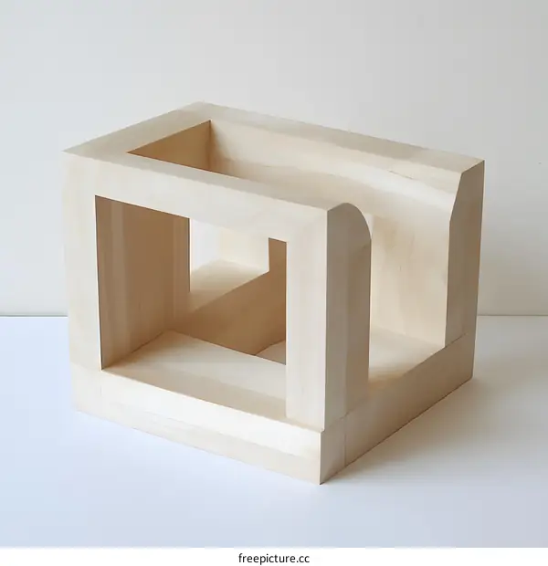 Wooden Cube Sculpture with Interlocking Frames