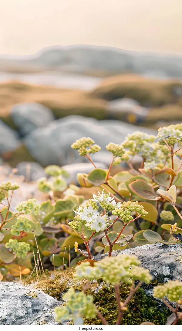 White Flowers on a Mountainside