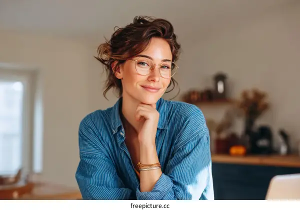 Smiling Woman in a Casual Outfit
