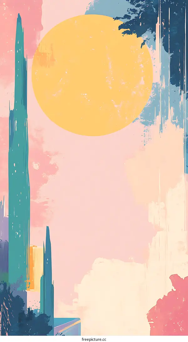 Abstract Art with Yellow Circle