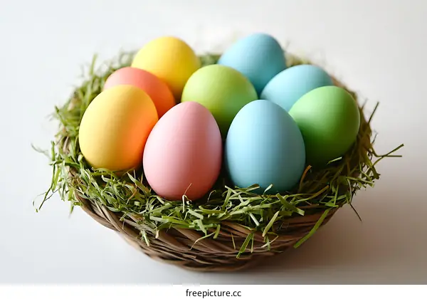 Colorful Easter Eggs in a Nest