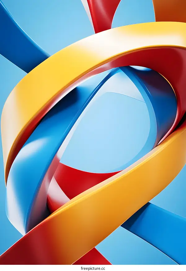 Abstract 3D Colorful Shapes on Blue Background