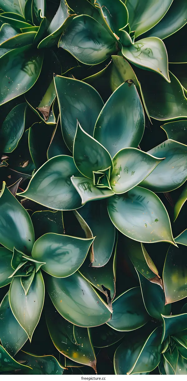 Close Up Of Green Succulent Leaves