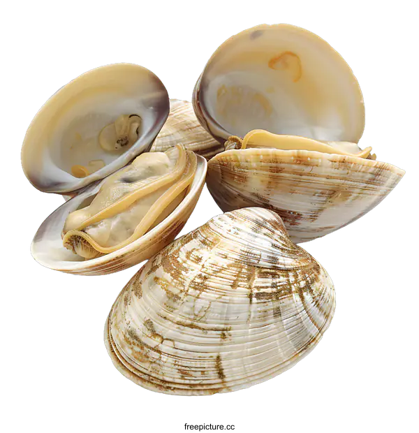 [Transparent Background PNG]Fresh clams on white background