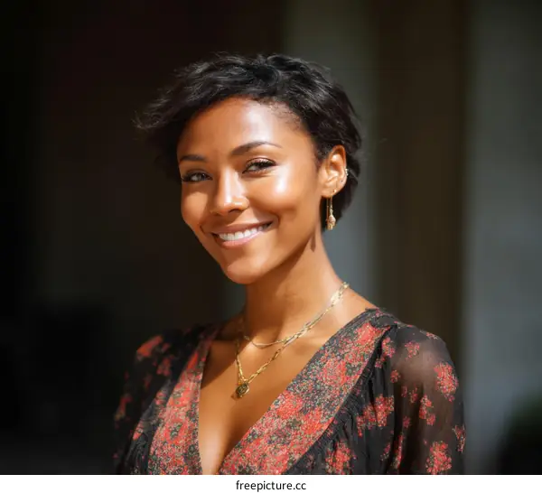 Smiling Black Woman Portrait Outdoor